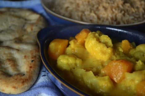 Sweet potato and cauliflower curry